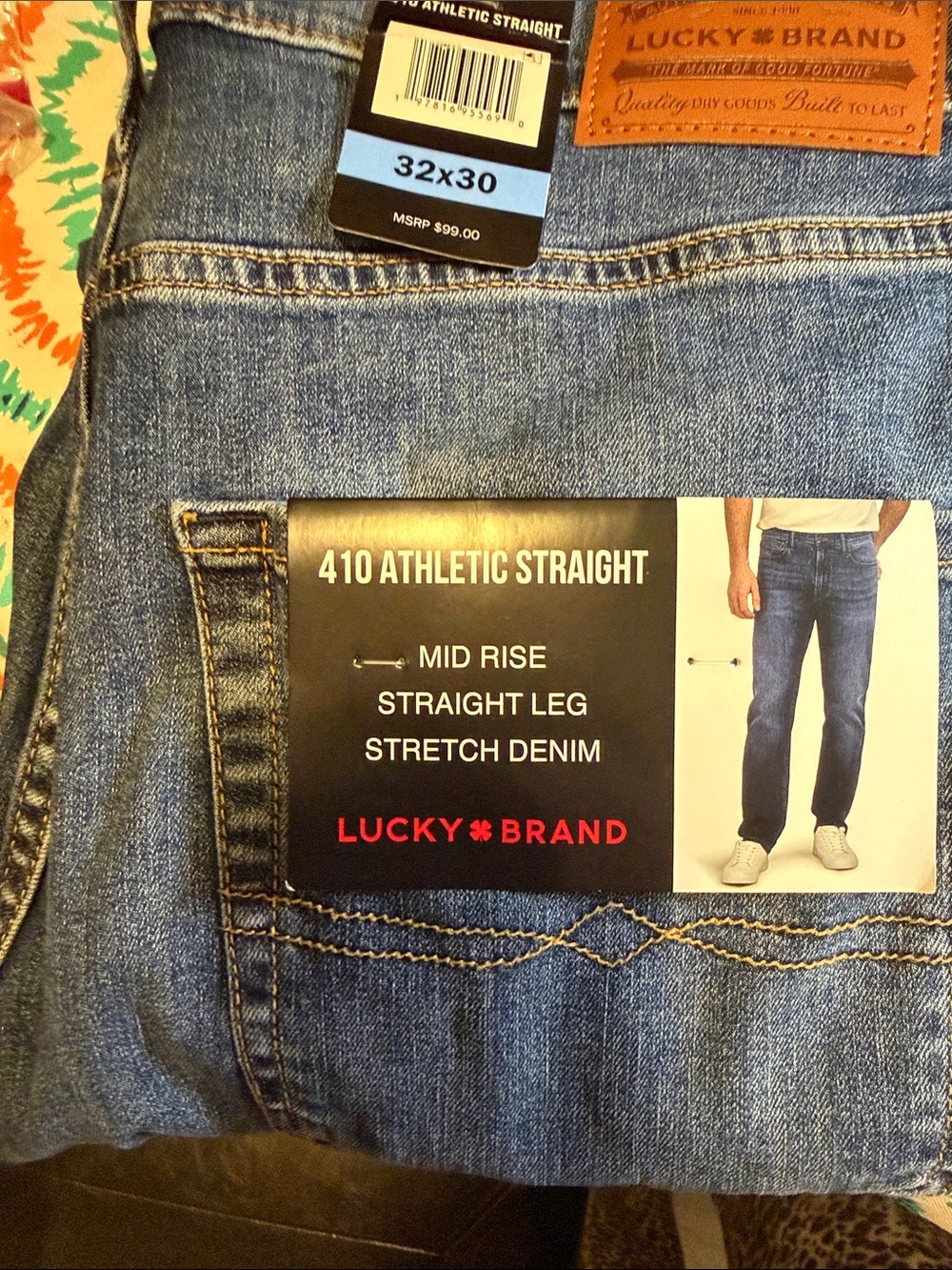 Lucky Brand Men's 410 Athletic Straight Mid Rise Blue Jeans 32/30 new with tags